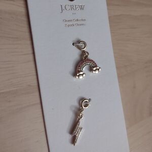 J. Crew Rainbow Thunder Crystal Gold Charm Duo Set